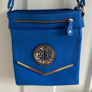 Faux Soft Blue Leather Crossbody Bag